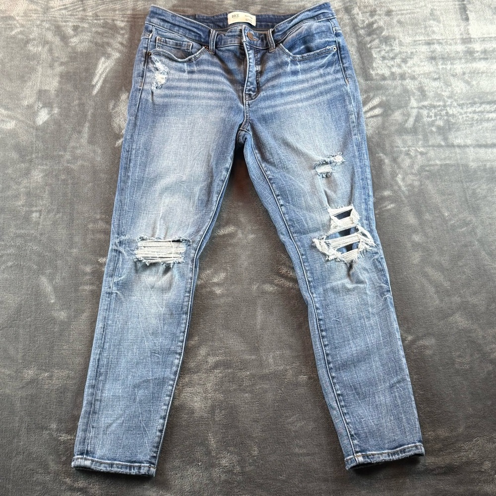 BKE Men’s Jeans Payton Size 29x27 Universal Fit Mid-Rise Ankle Skinny Distressed